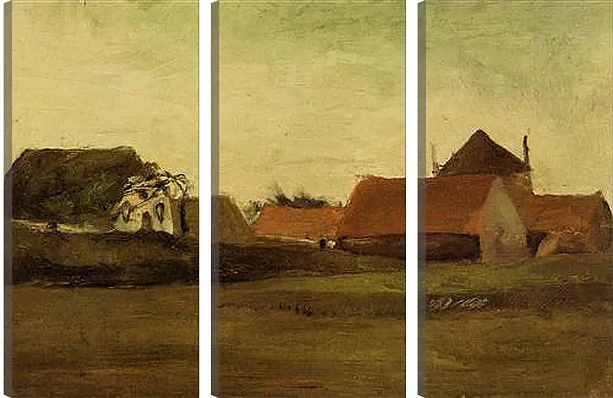 Модульная картина - Farmhouses in Loosduinen near The Hague at Twilight. Винсент Ван Гог