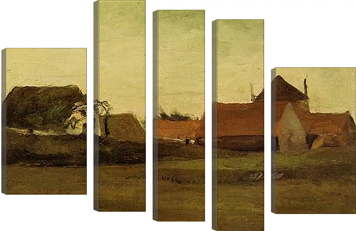 Модульная картина - Farmhouses in Loosduinen near The Hague at Twilight. Винсент Ван Гог