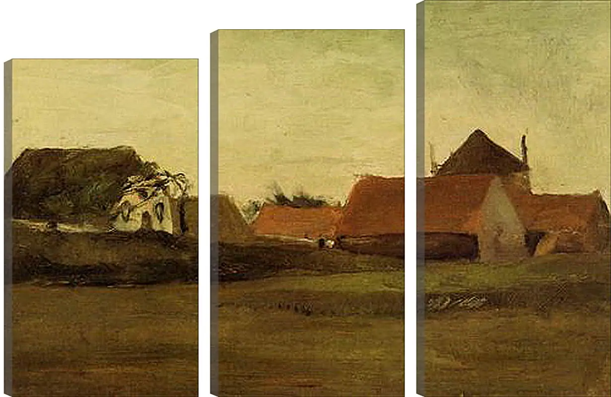 Модульная картина - Farmhouses in Loosduinen near The Hague at Twilight. Винсент Ван Гог