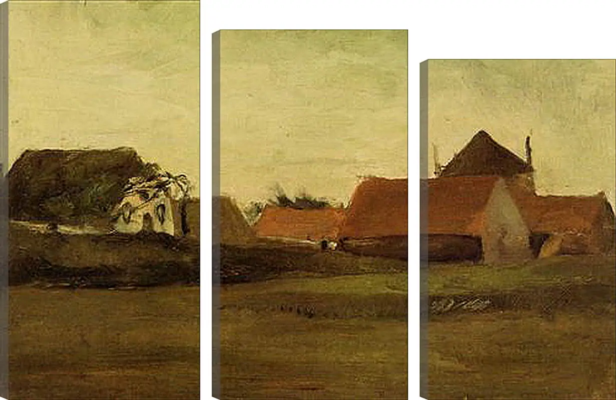 Модульная картина - Farmhouses in Loosduinen near The Hague at Twilight. Винсент Ван Гог