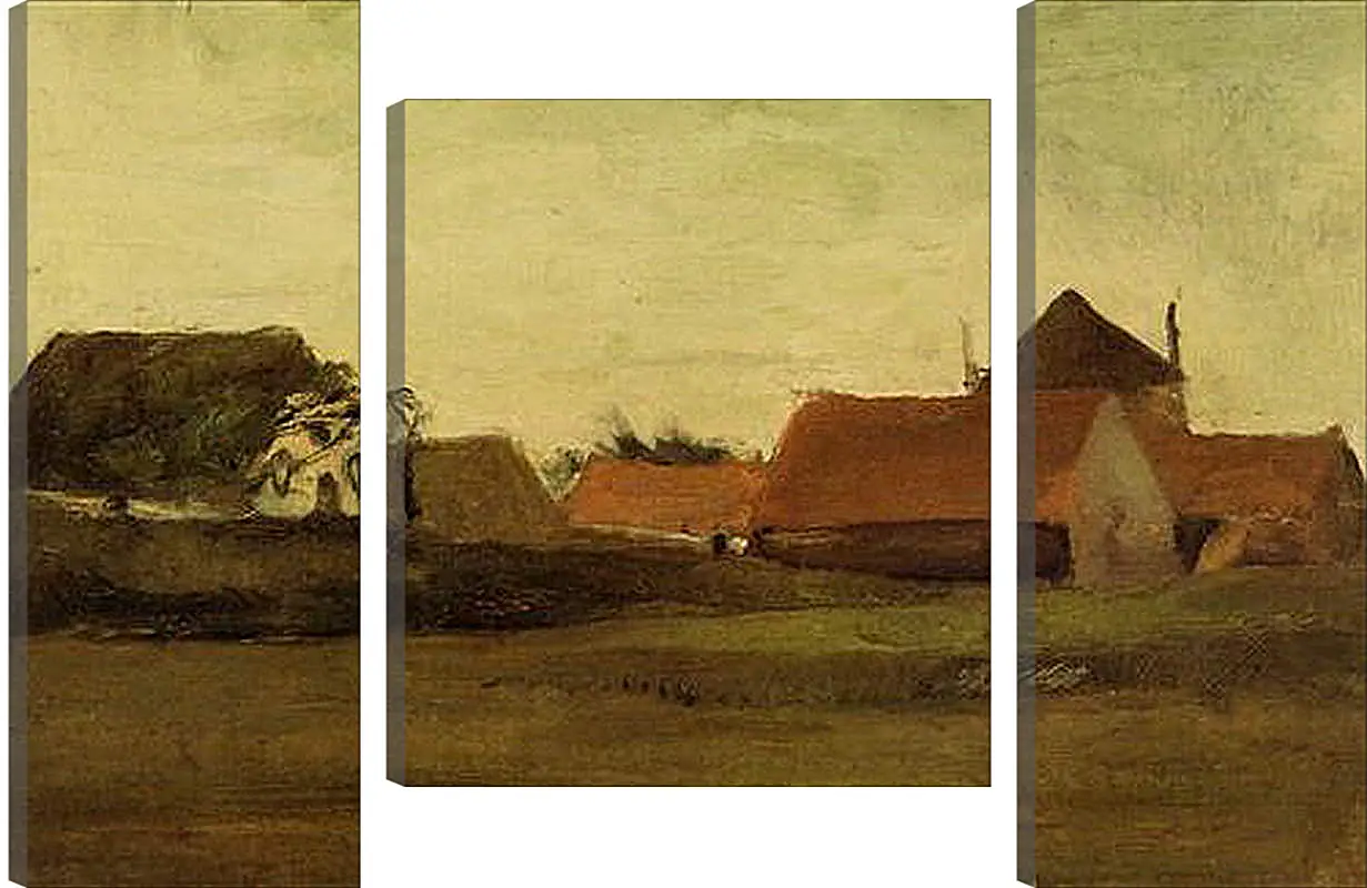 Модульная картина - Farmhouses in Loosduinen near The Hague at Twilight. Винсент Ван Гог