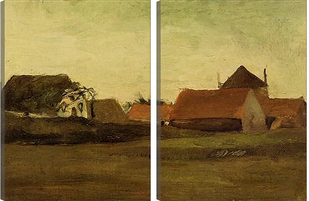 Модульная картина - Farmhouses in Loosduinen near The Hague at Twilight. Винсент Ван Гог