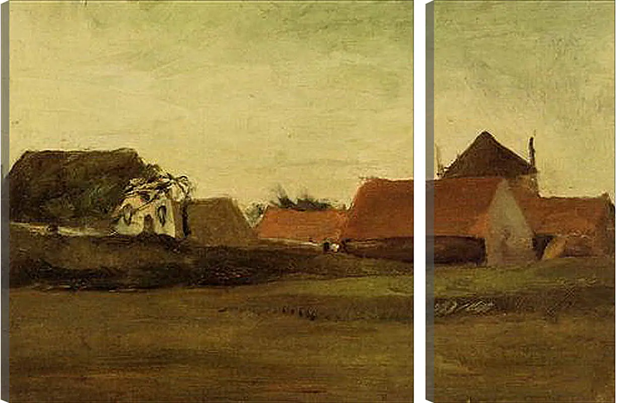 Модульная картина - Farmhouses in Loosduinen near The Hague at Twilight. Винсент Ван Гог