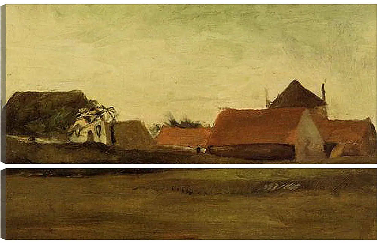 Модульная картина - Farmhouses in Loosduinen near The Hague at Twilight. Винсент Ван Гог