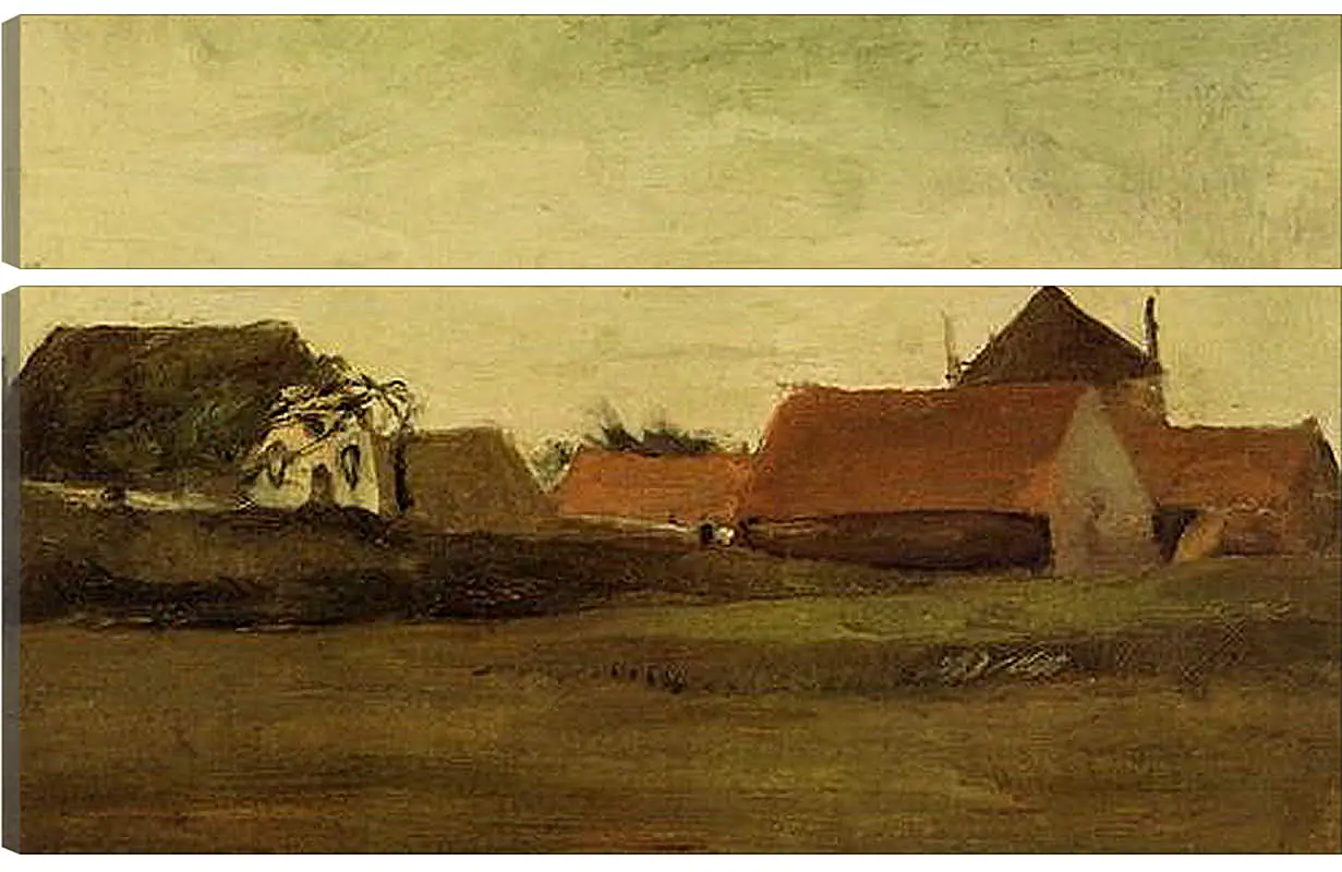 Модульная картина - Farmhouses in Loosduinen near The Hague at Twilight. Винсент Ван Гог