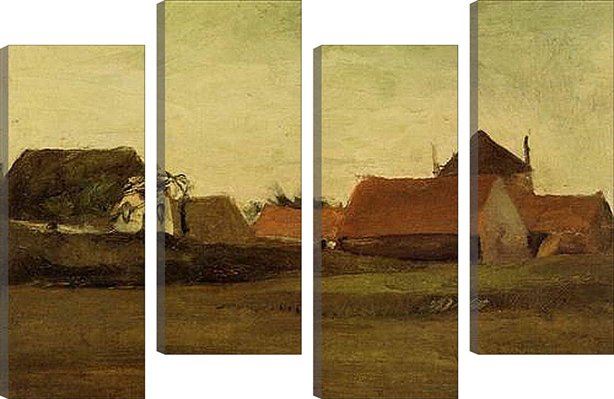 Модульная картина - Farmhouses in Loosduinen near The Hague at Twilight. Винсент Ван Гог