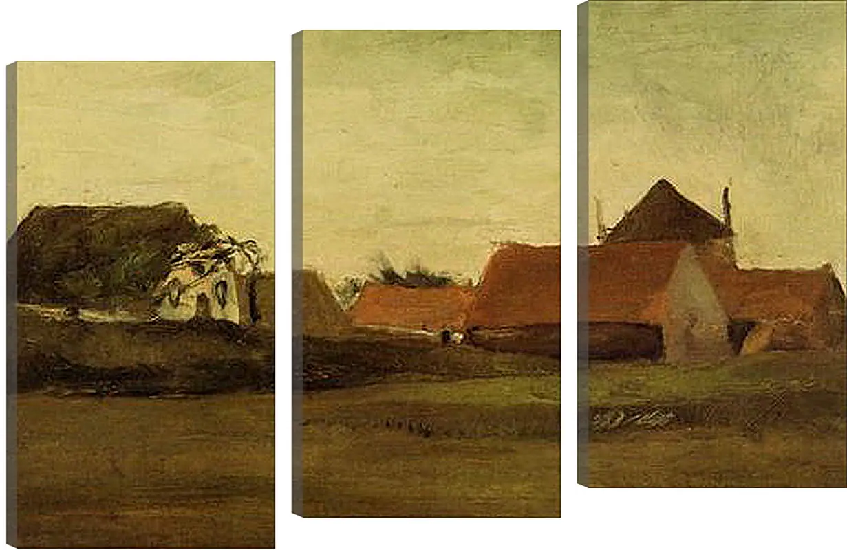 Модульная картина - Farmhouses in Loosduinen near The Hague at Twilight. Винсент Ван Гог