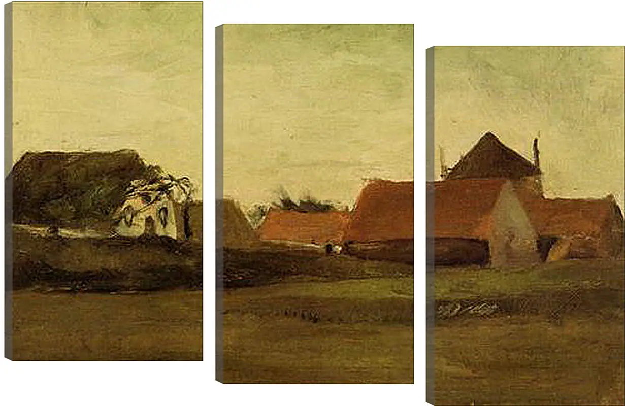 Модульная картина - Farmhouses in Loosduinen near The Hague at Twilight. Винсент Ван Гог