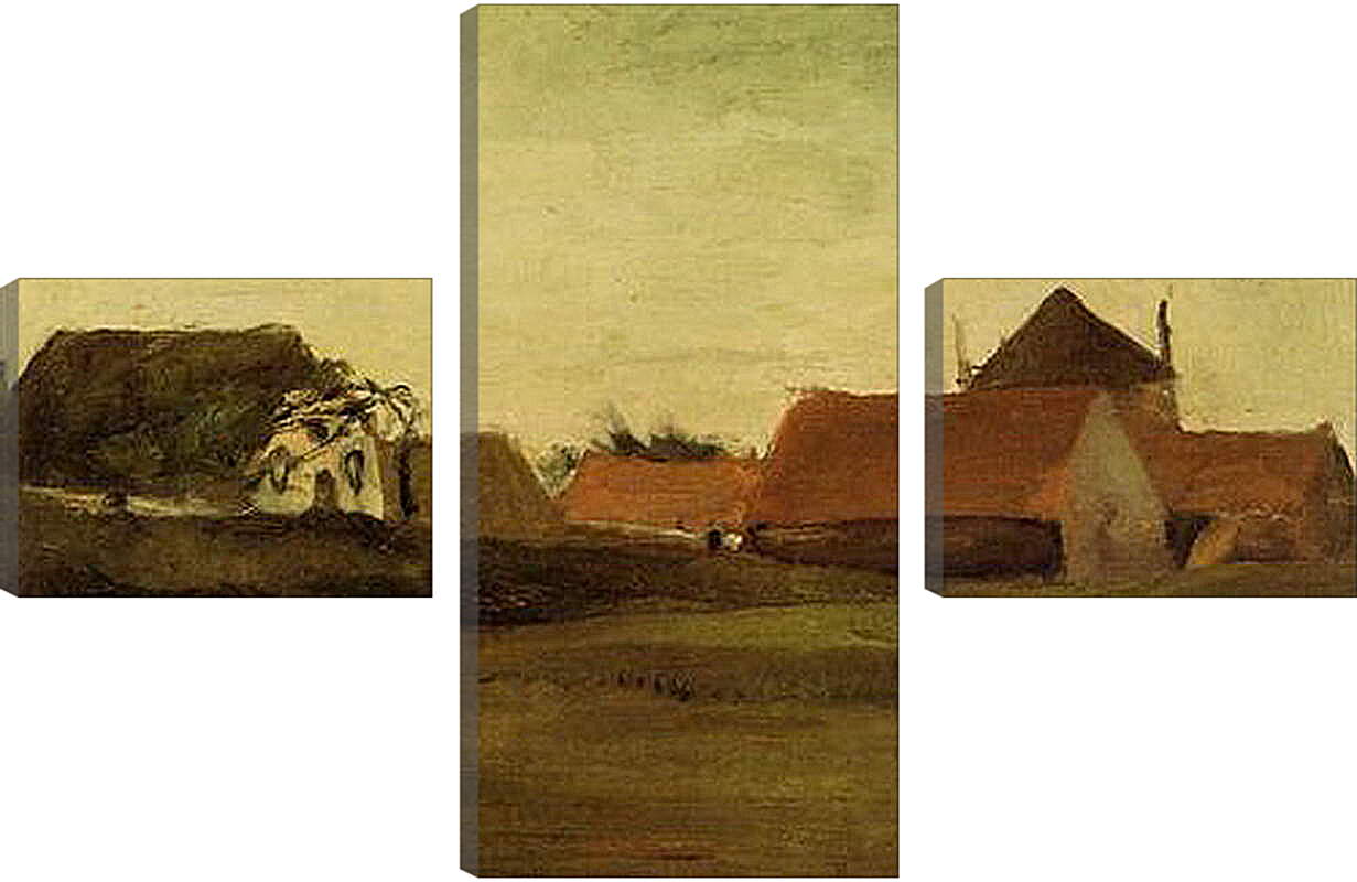 Модульная картина - Farmhouses in Loosduinen near The Hague at Twilight. Винсент Ван Гог
