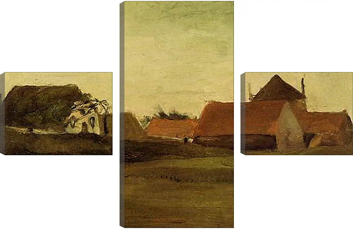 Модульная картина - Farmhouses in Loosduinen near The Hague at Twilight. Винсент Ван Гог