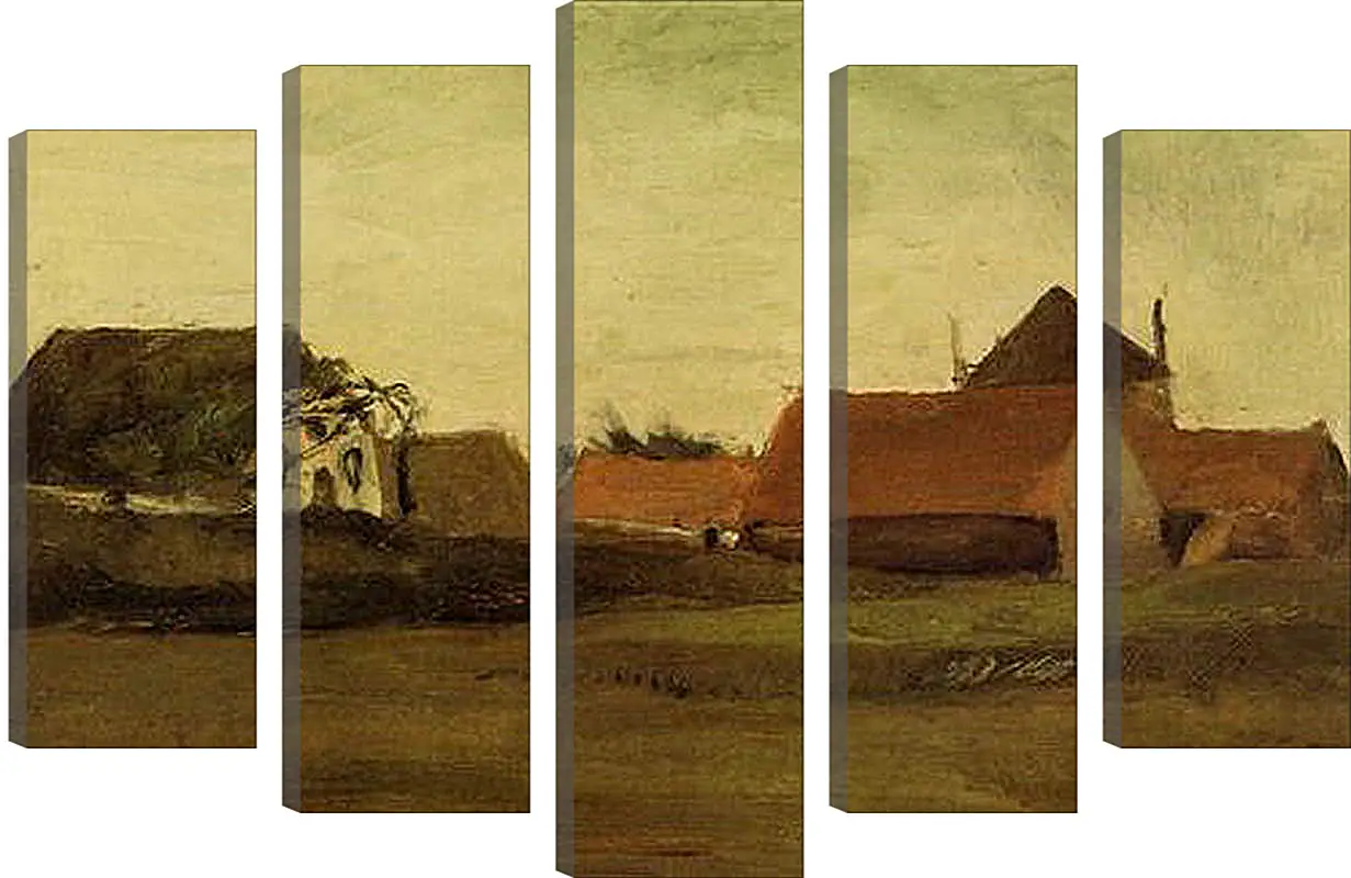 Модульная картина - Farmhouses in Loosduinen near The Hague at Twilight. Винсент Ван Гог