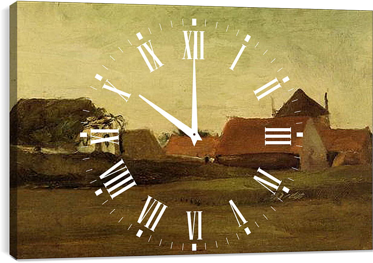 Часы картина - Farmhouses in Loosduinen near The Hague at Twilight. Винсент Ван Гог