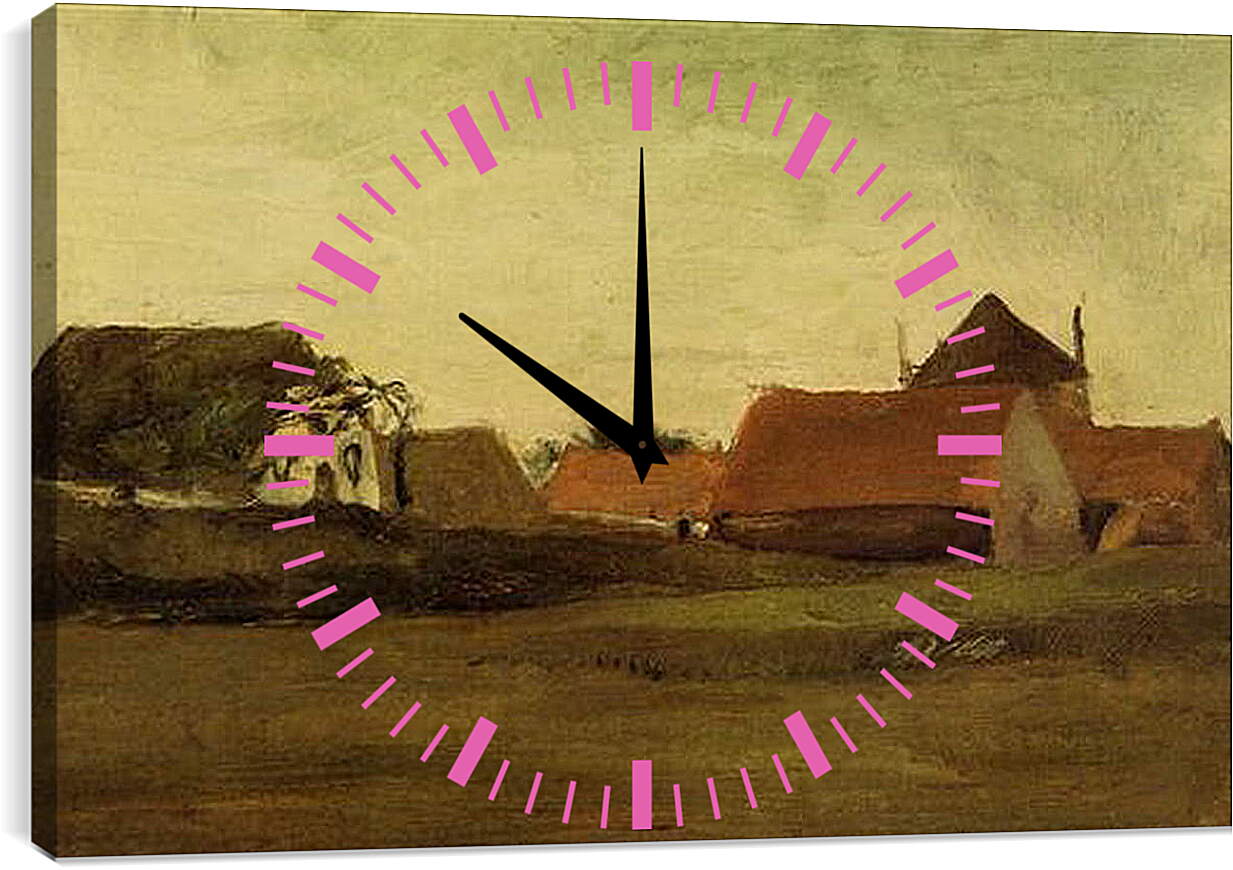 Часы картина - Farmhouses in Loosduinen near The Hague at Twilight. Винсент Ван Гог
