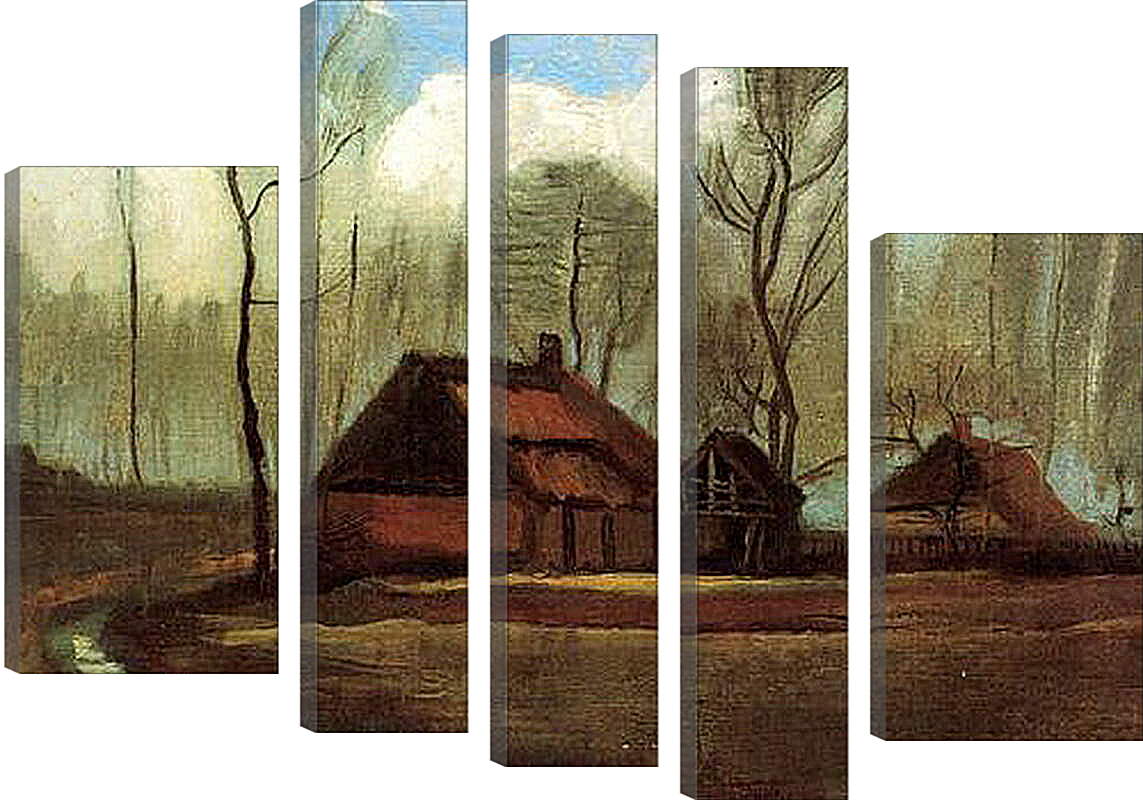Модульная картина - Farmhouses Among Trees. Винсент Ван Гог
