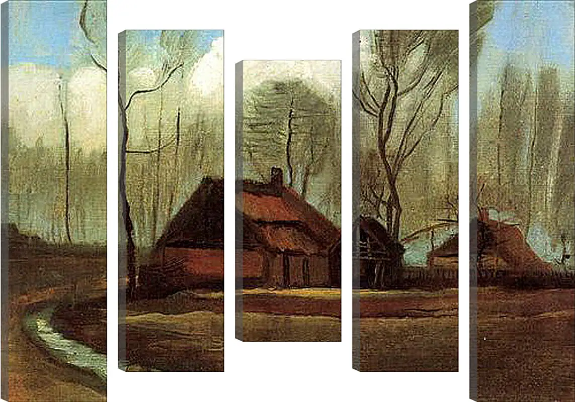Модульная картина - Farmhouses Among Trees. Винсент Ван Гог