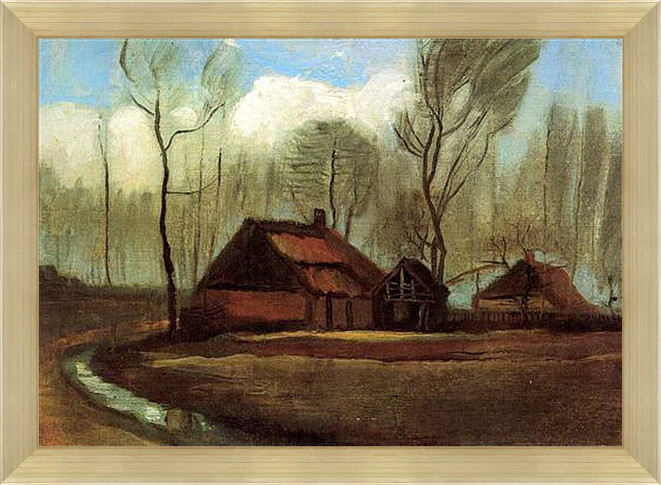 Картина в раме - Farmhouses Among Trees. Винсент Ван Гог