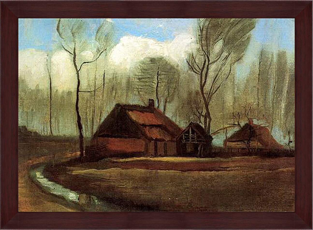 Картина в раме - Farmhouses Among Trees. Винсент Ван Гог