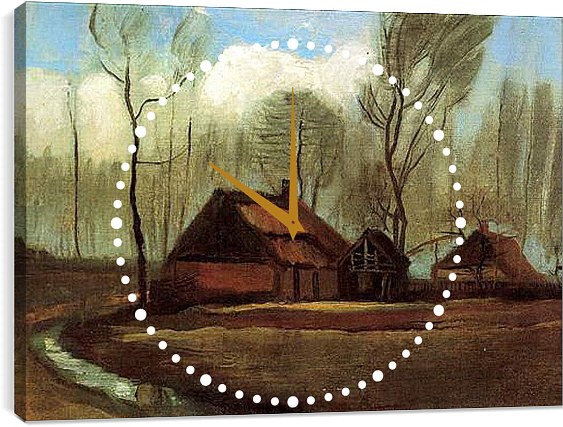 Часы картина - Farmhouses Among Trees. Винсент Ван Гог
