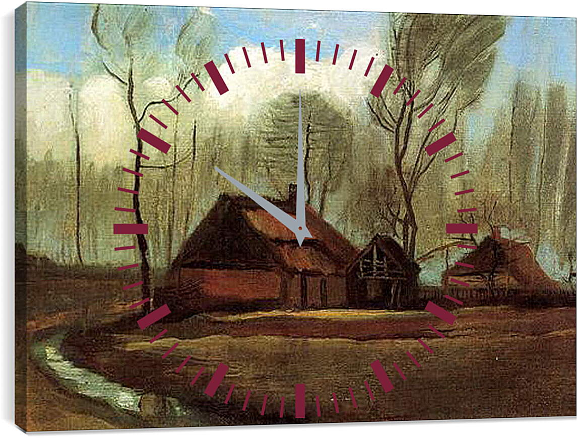 Часы картина - Farmhouses Among Trees. Винсент Ван Гог