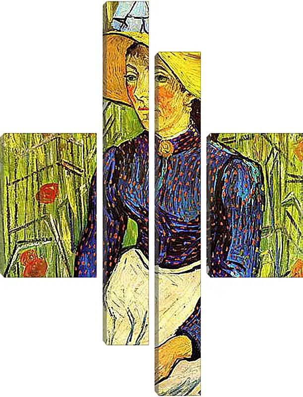 Модульная картина - Young Peasant Woman with Straw Hat Sitting in the Wheat. Винсент Ван Гог