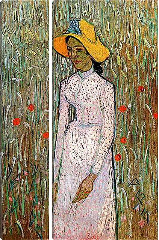 Модульная картина - Young Girl Standing Against a Background of Wheat. Винсент Ван Гог