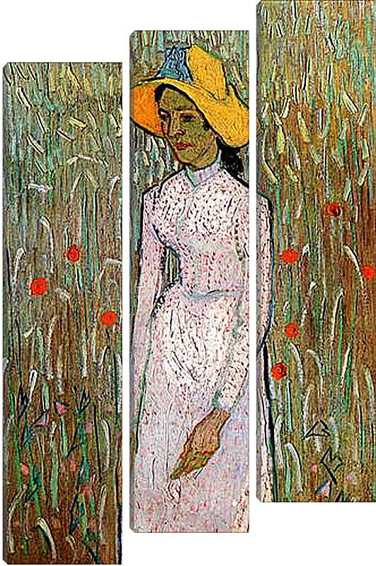 Модульная картина - Young Girl Standing Against a Background of Wheat. Винсент Ван Гог