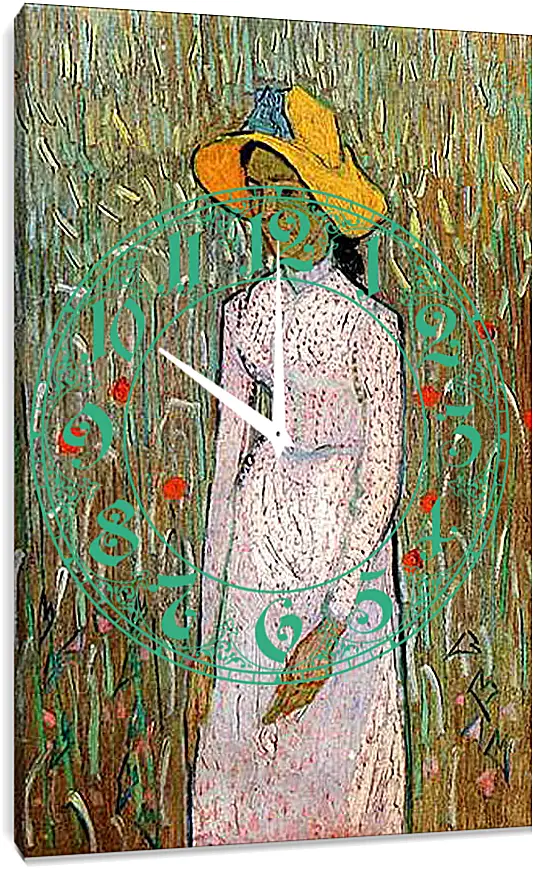 Часы картина - Young Girl Standing Against a Background of Wheat. Винсент Ван Гог
