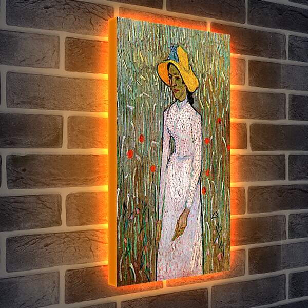 Лайтбокс световая панель - Young Girl Standing Against a Background of Wheat. Винсент Ван Гог