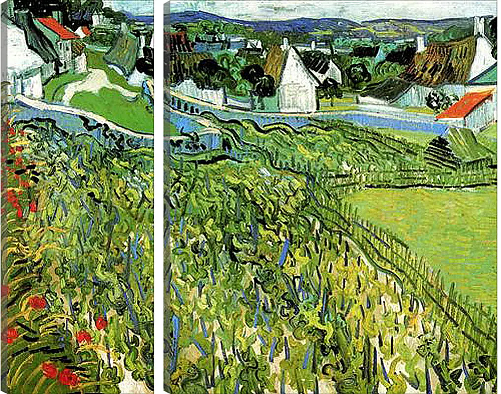 Модульная картина - Vineyards with a View of Auvers. Винсент Ван Гог