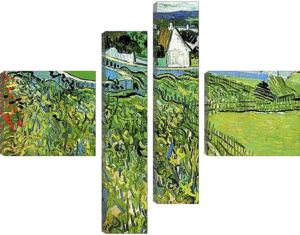 Модульная картина - Vineyards with a View of Auvers. Винсент Ван Гог