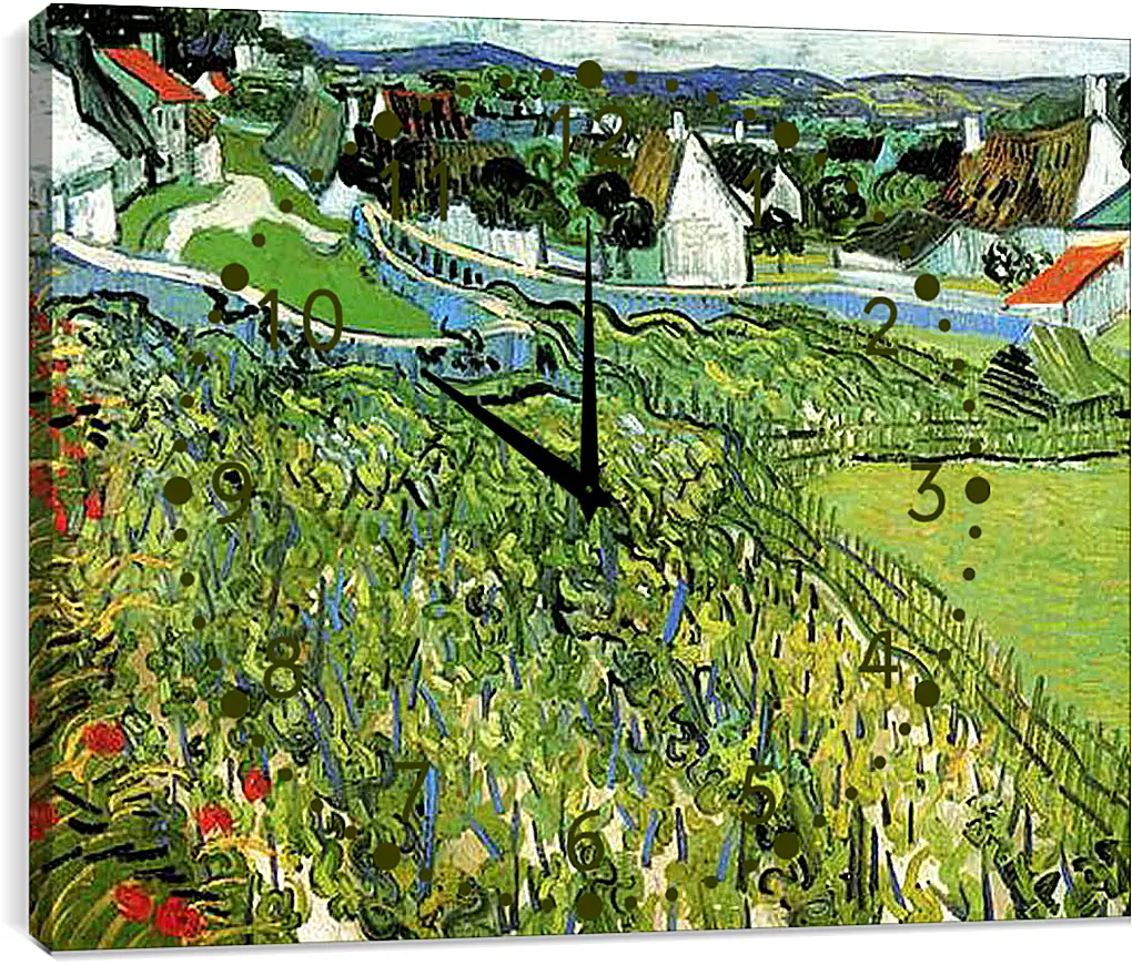 Часы картина - Vineyards with a View of Auvers. Винсент Ван Гог