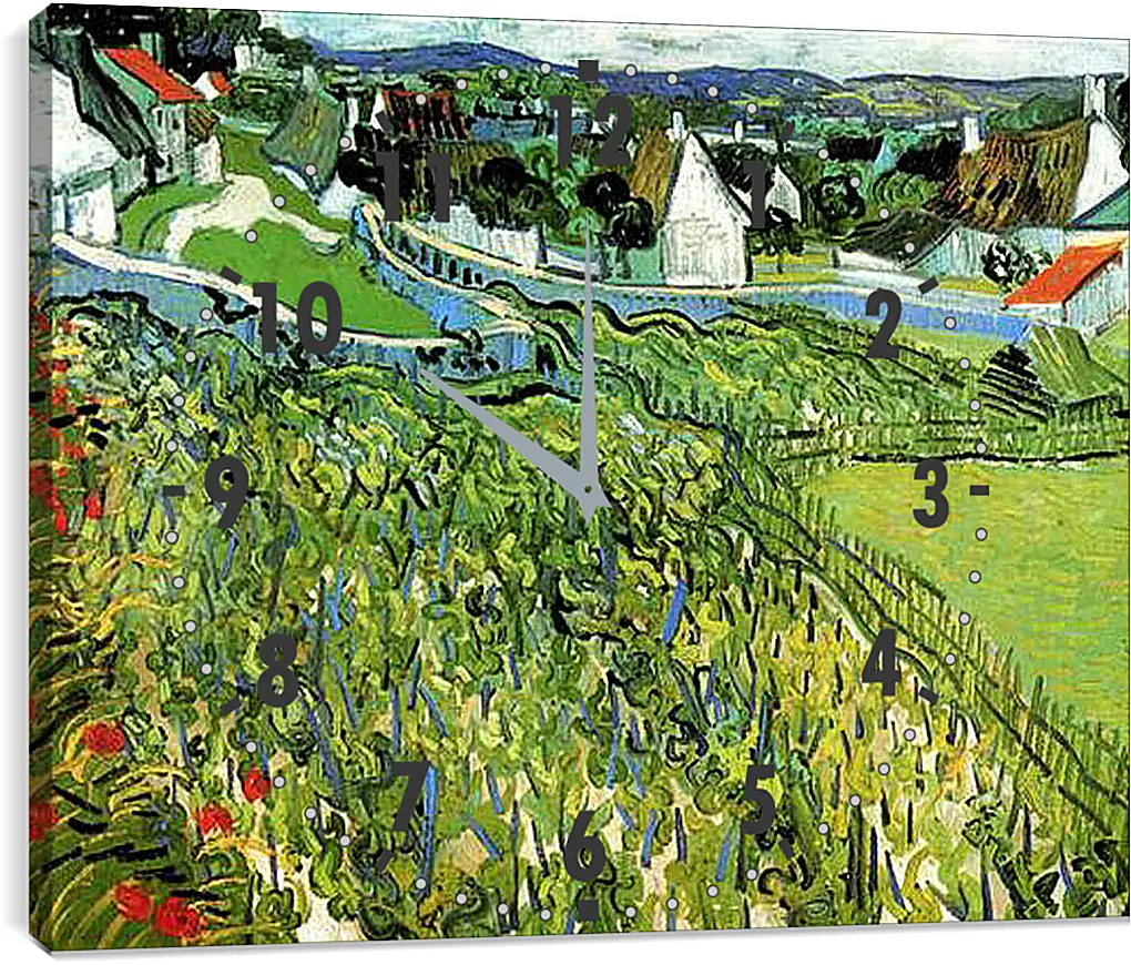 Часы картина - Vineyards with a View of Auvers. Винсент Ван Гог