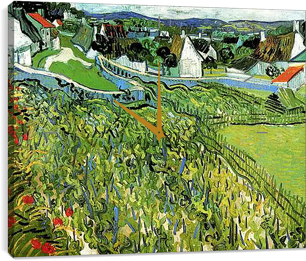 Часы картина - Vineyards with a View of Auvers. Винсент Ван Гог