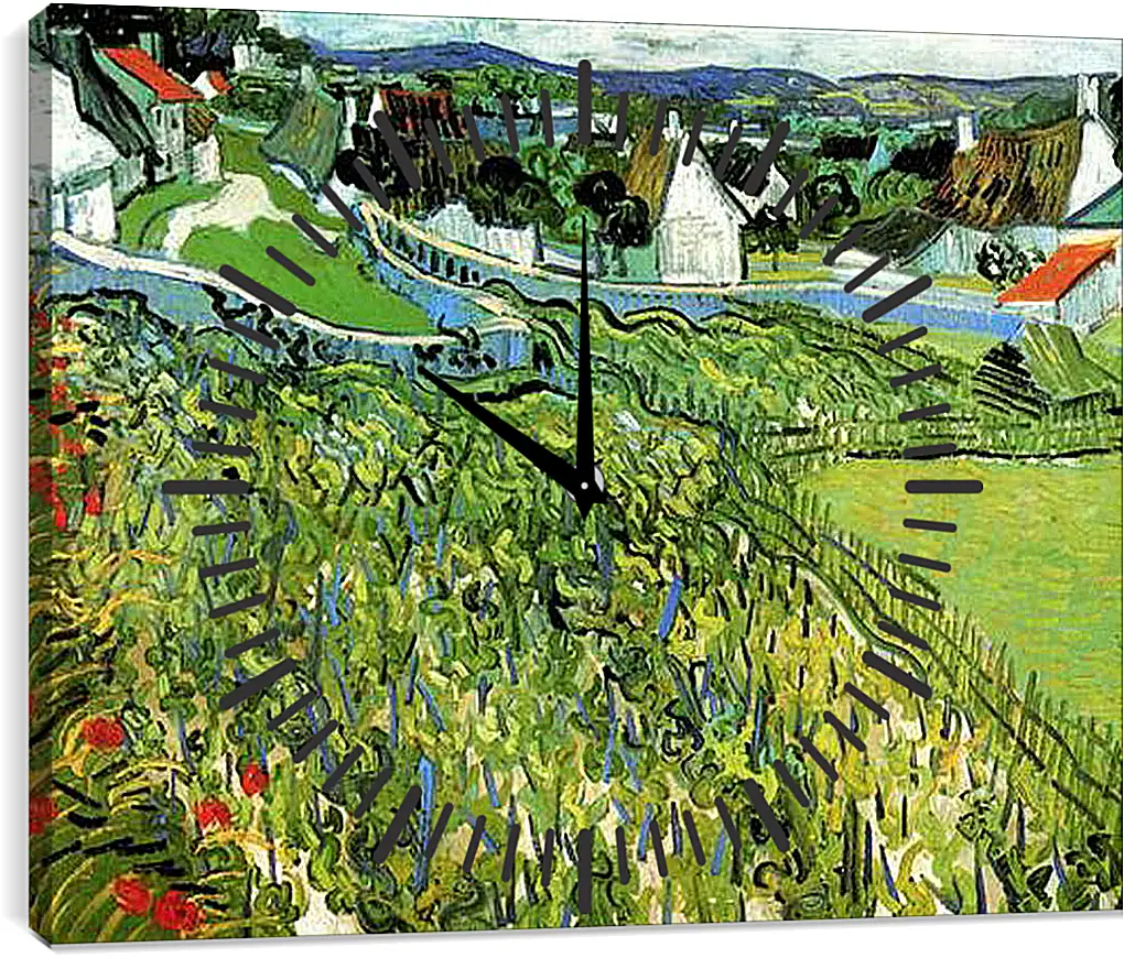 Часы картина - Vineyards with a View of Auvers. Винсент Ван Гог