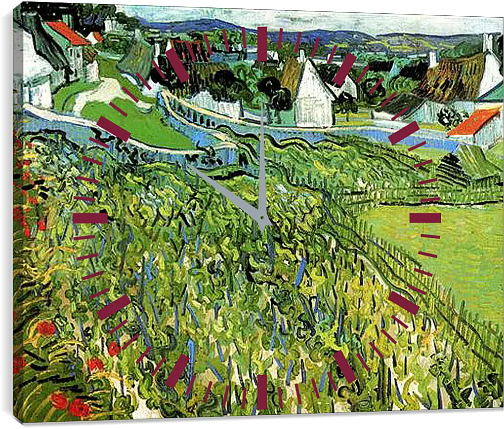 Часы картина - Vineyards with a View of Auvers. Винсент Ван Гог