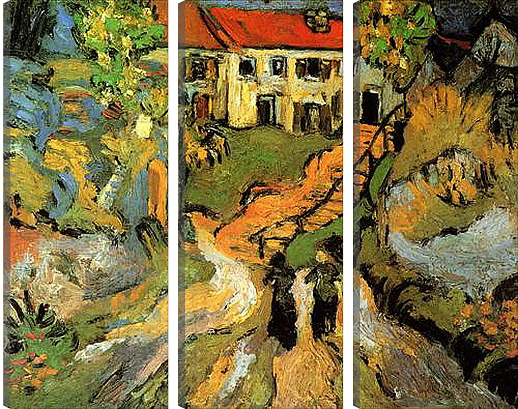 Модульная картина - Village Street and Steps in Auvers with Two Figures. Винсент Ван Гог