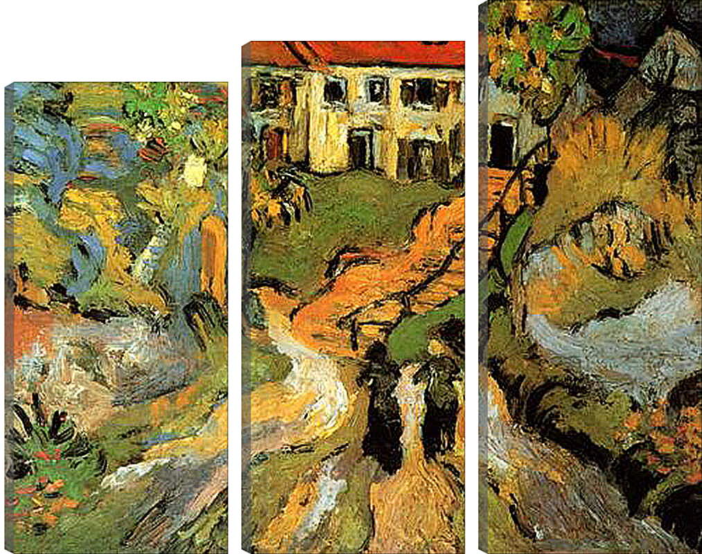 Модульная картина - Village Street and Steps in Auvers with Two Figures. Винсент Ван Гог