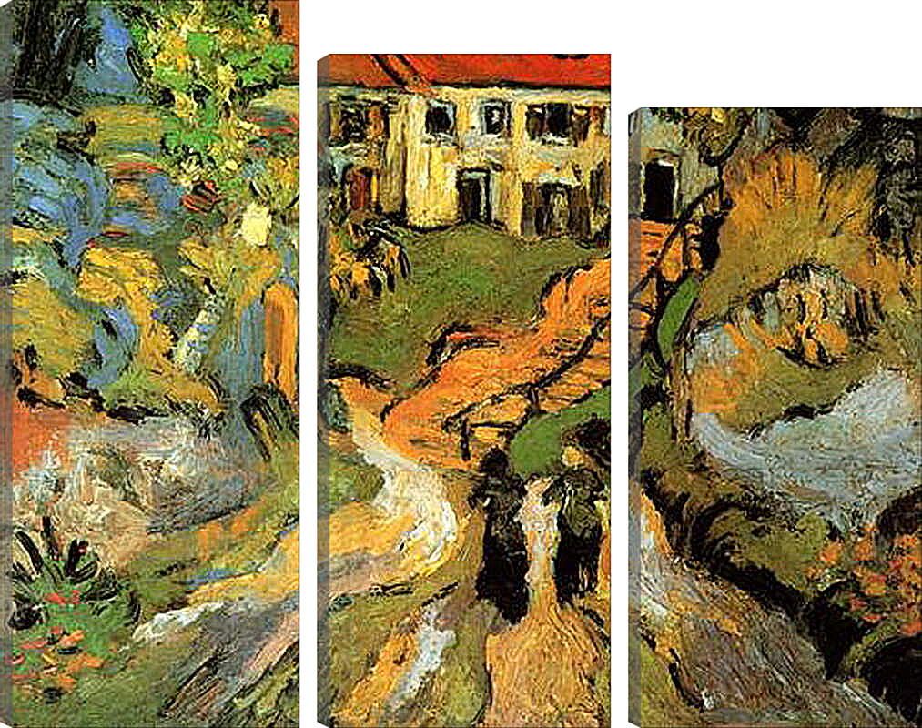 Модульная картина - Village Street and Steps in Auvers with Two Figures. Винсент Ван Гог