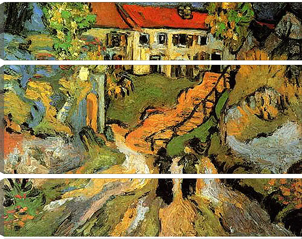 Модульная картина - Village Street and Steps in Auvers with Two Figures. Винсент Ван Гог