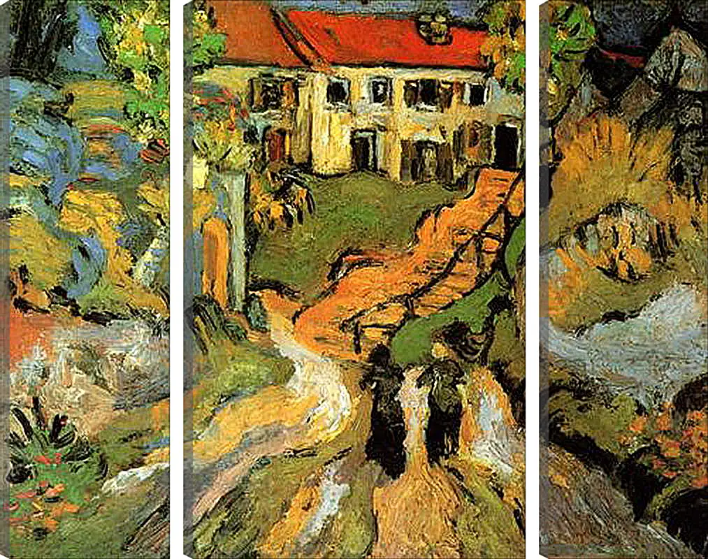 Модульная картина - Village Street and Steps in Auvers with Two Figures. Винсент Ван Гог