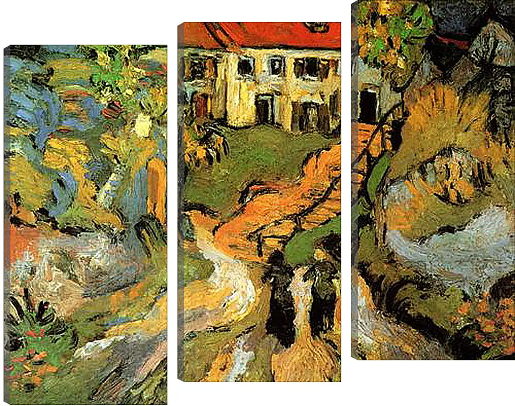 Модульная картина - Village Street and Steps in Auvers with Two Figures. Винсент Ван Гог