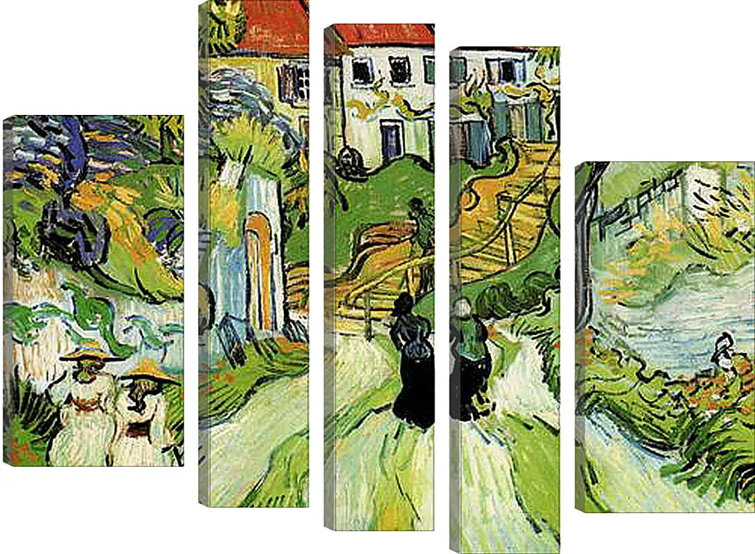 Модульная картина - Village Street and Steps in Auvers with Figures. Винсент Ван Гог