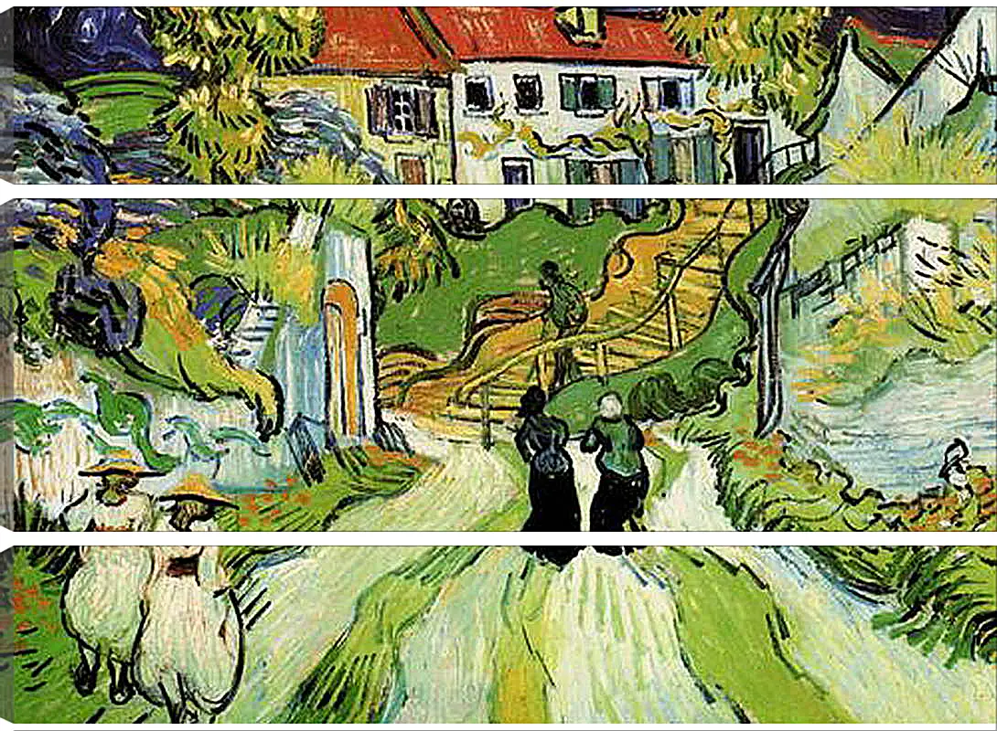 Модульная картина - Village Street and Steps in Auvers with Figures. Винсент Ван Гог