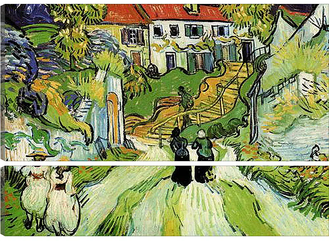 Модульная картина - Village Street and Steps in Auvers with Figures. Винсент Ван Гог