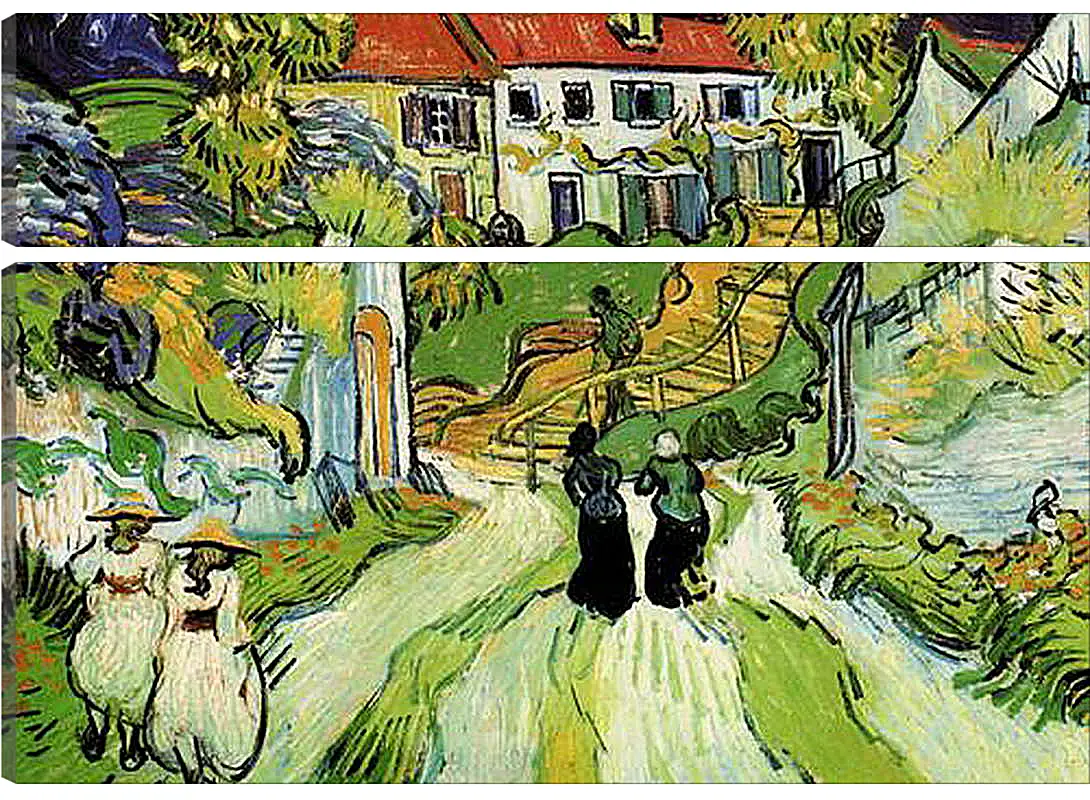 Модульная картина - Village Street and Steps in Auvers with Figures. Винсент Ван Гог