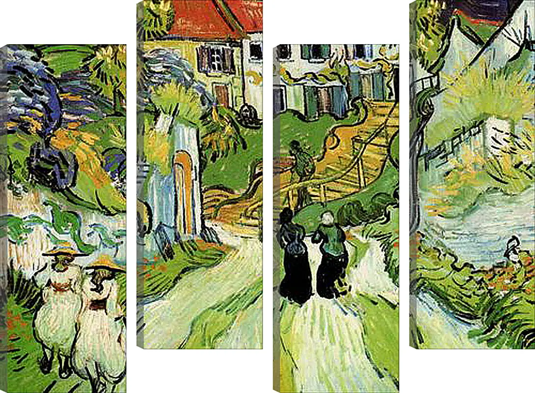 Модульная картина - Village Street and Steps in Auvers with Figures. Винсент Ван Гог