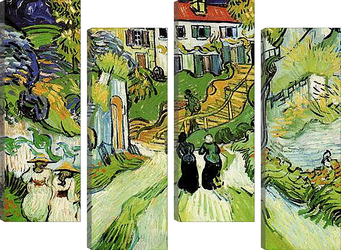 Модульная картина - Village Street and Steps in Auvers with Figures. Винсент Ван Гог