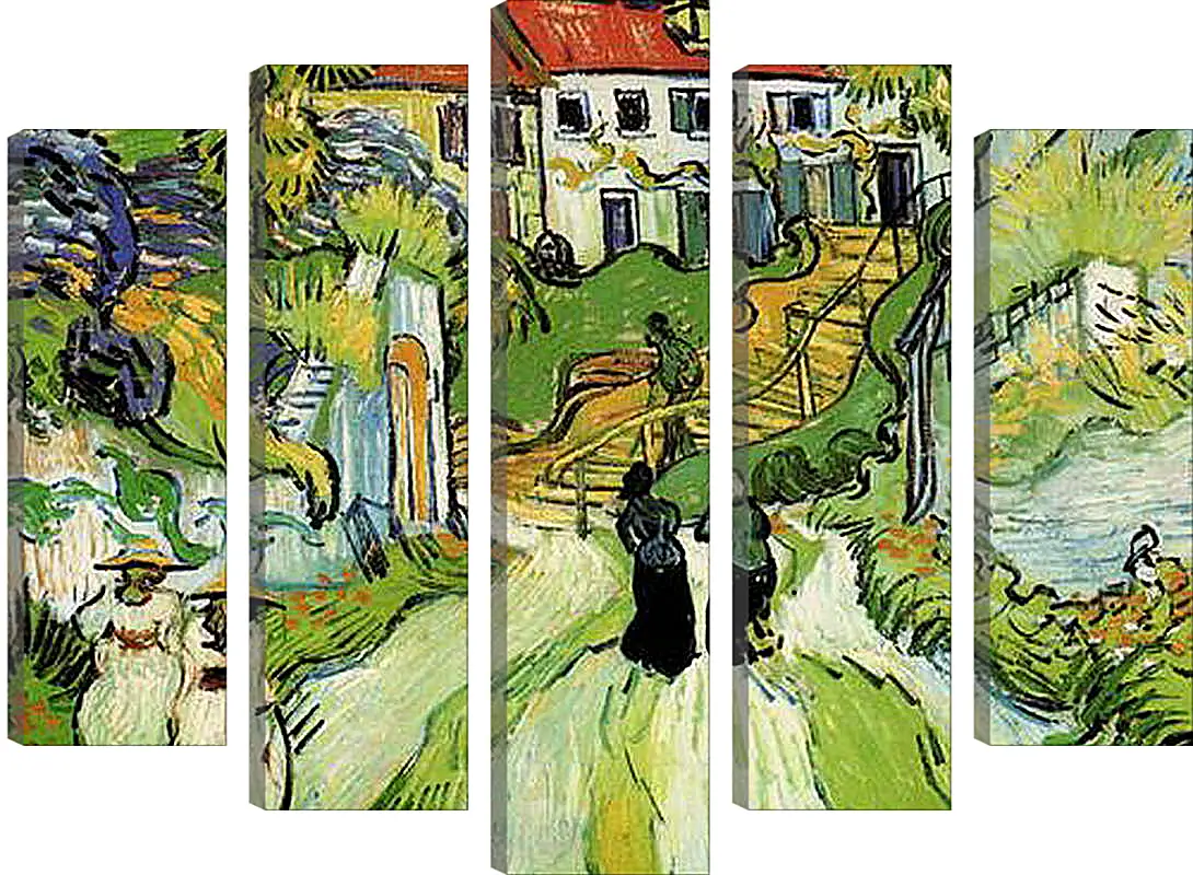 Модульная картина - Village Street and Steps in Auvers with Figures. Винсент Ван Гог