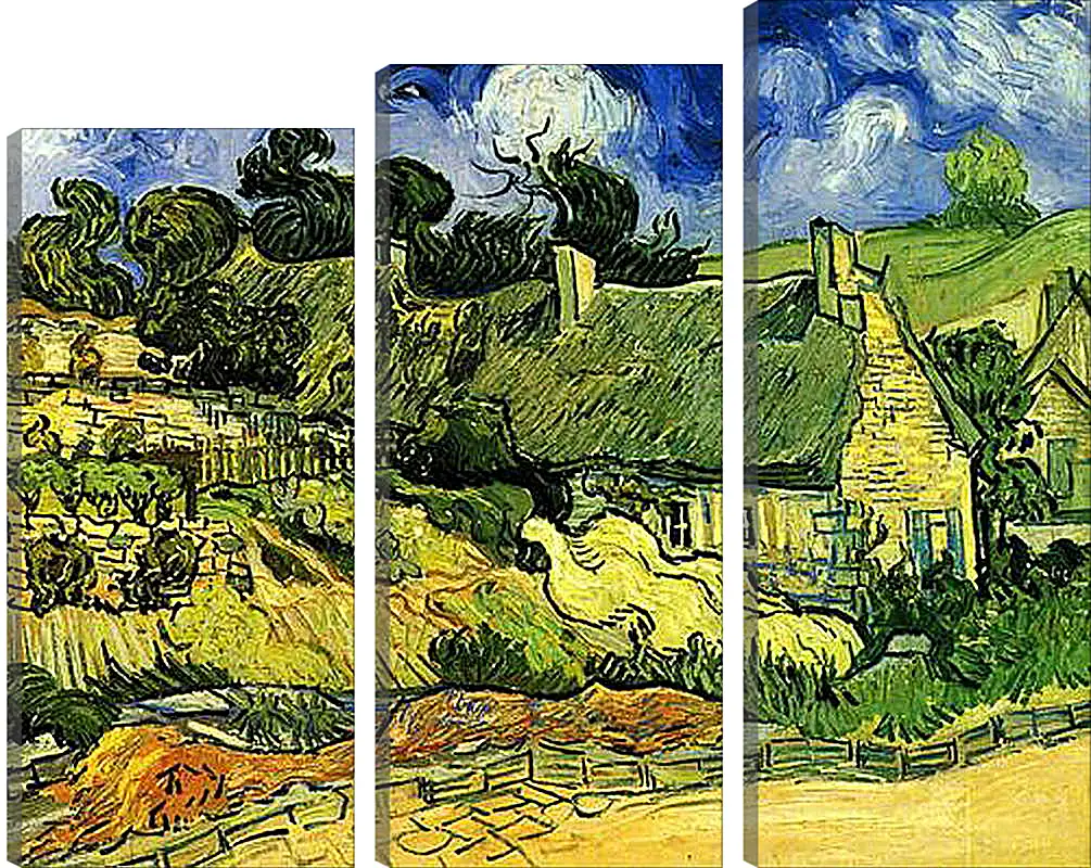 Модульная картина - Thatched Cottages at Cordeville. Винсент Ван Гог