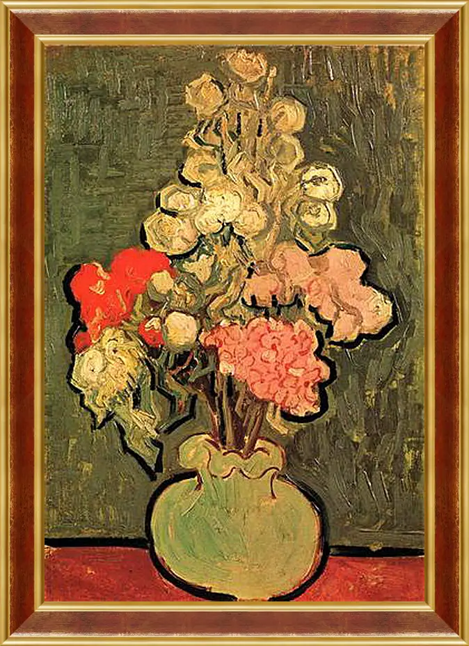 Картина в раме - Still Life Vase with Rose-Mallows. Винсент Ван Гог